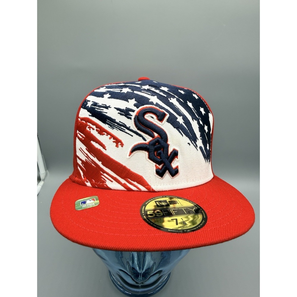 New Era 59Fifty Chicago White Sox 4th Of July Red/Blue Fitted Hat Size 7 1/8 NEW